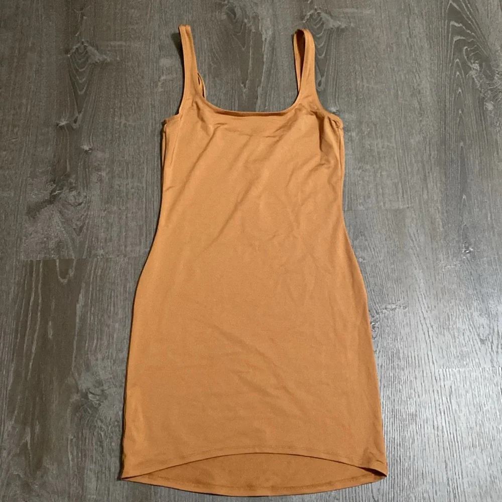 SKIMS Signature Swim Tank Dress Swimsuit Coverup in Almond Size Medium